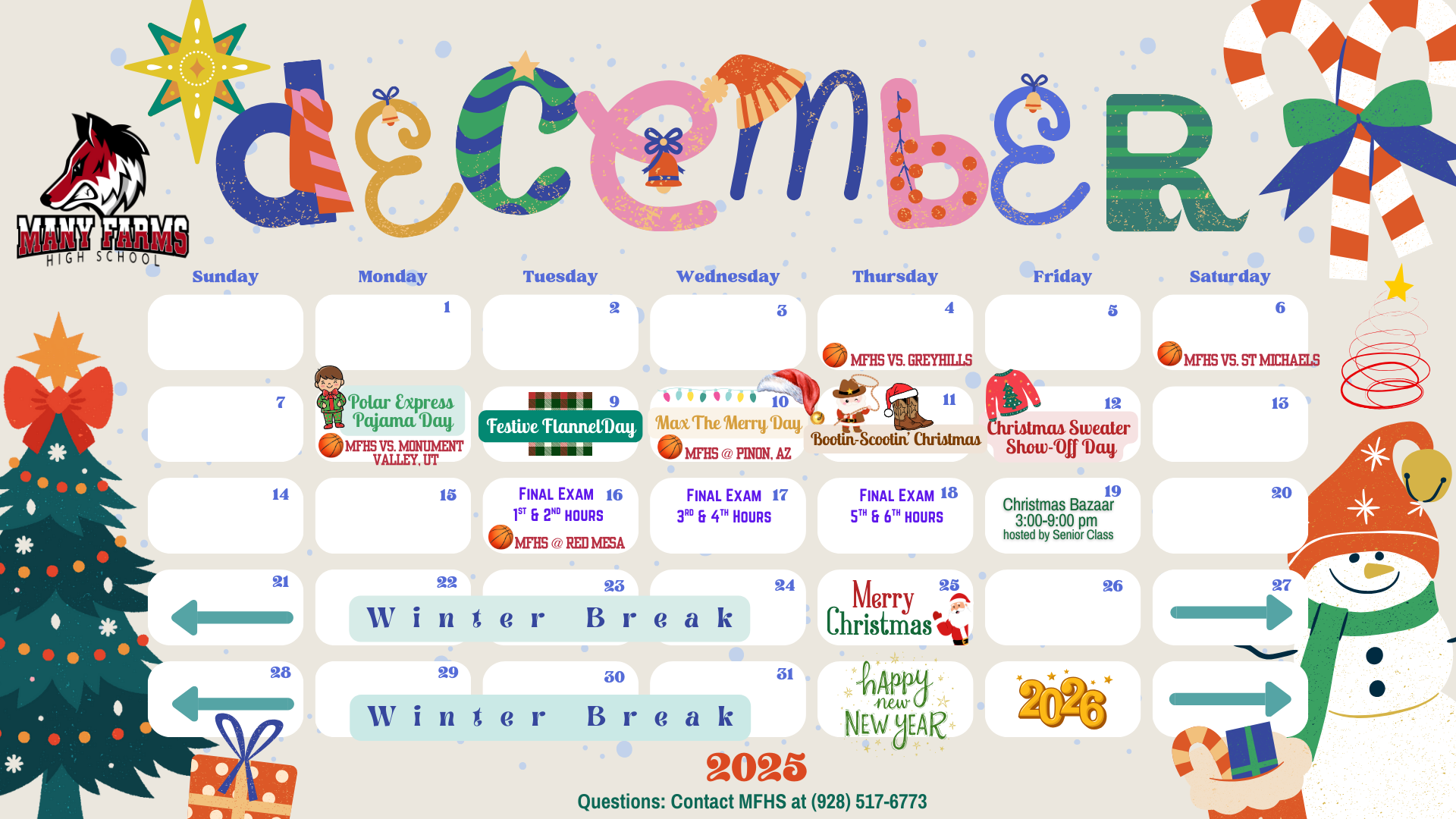 December Monthly Calendar